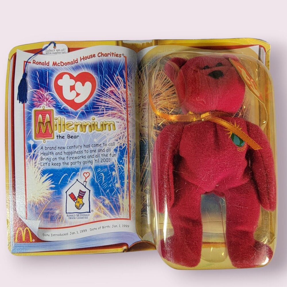 Rare McDonald's Retired Ty Beanie Baby Millennium the Bear 1999 never opened